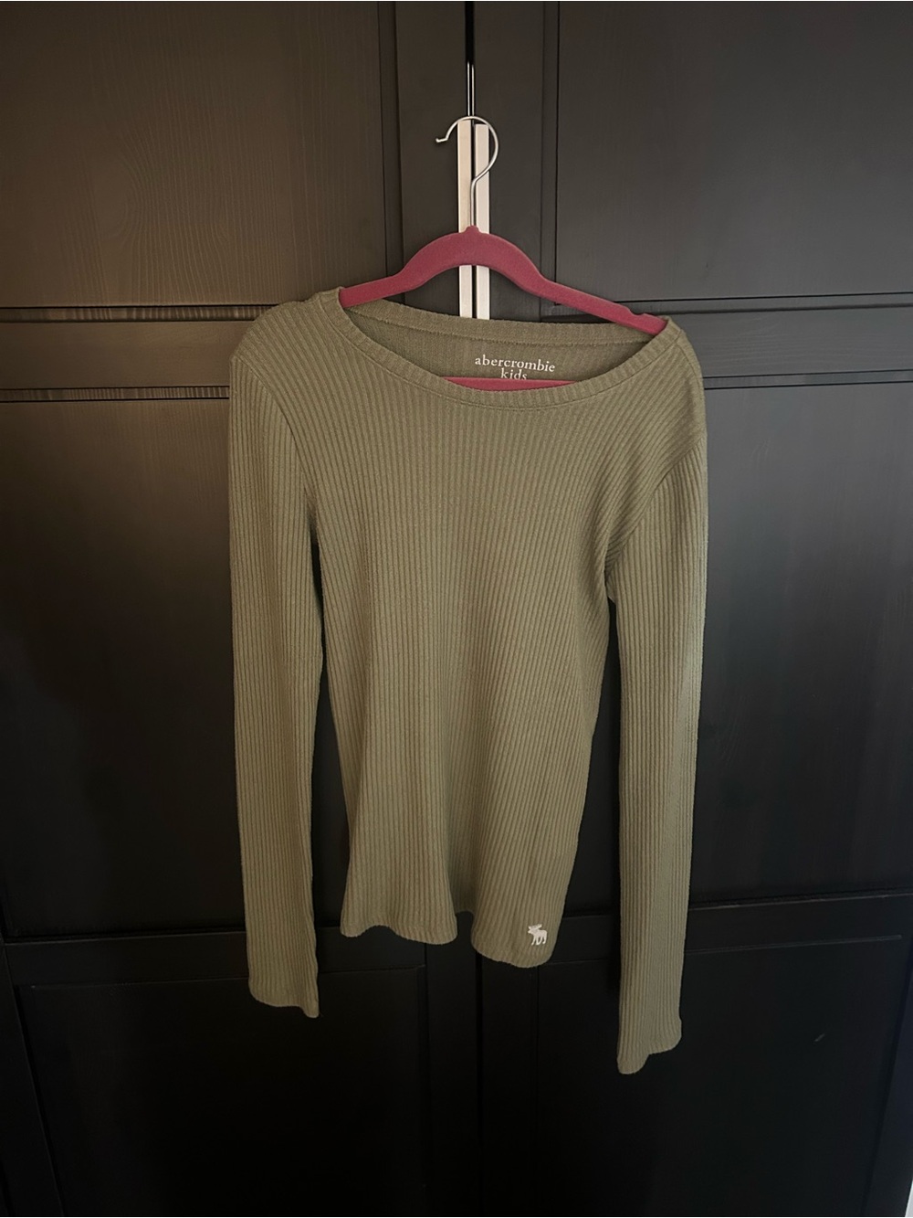 abercrombie kids olive ribbed long sleeve top